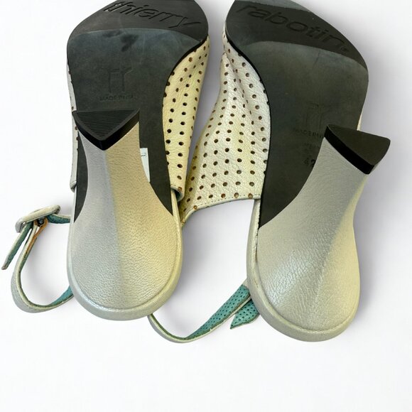 Thierry Rabotin Cream and Green Polka Dot Women's Heels - Picture 2 of 4